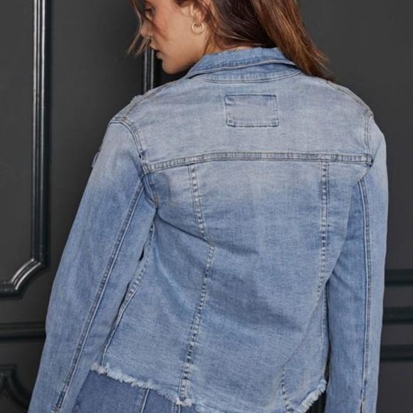 Kancan Zoey Denim Jean Jacket-Medium Wash - Picture 3 of 5